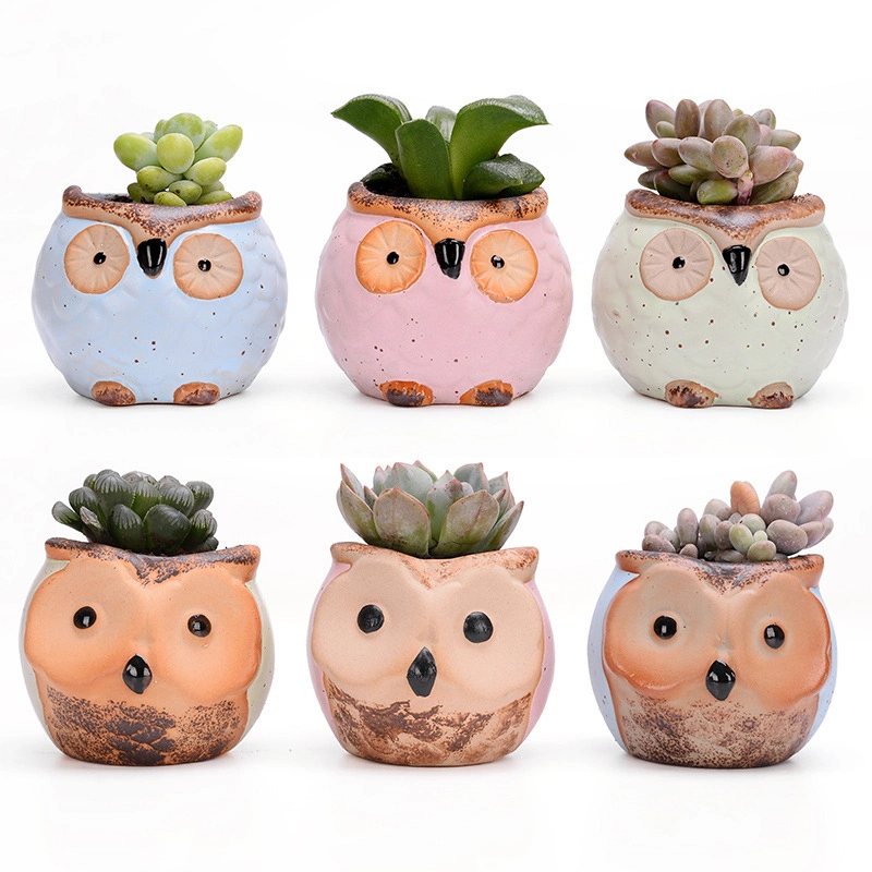Macaron Owl Succulent Thumb Flower Pot Animal Decoration Ceramic Flower Pot