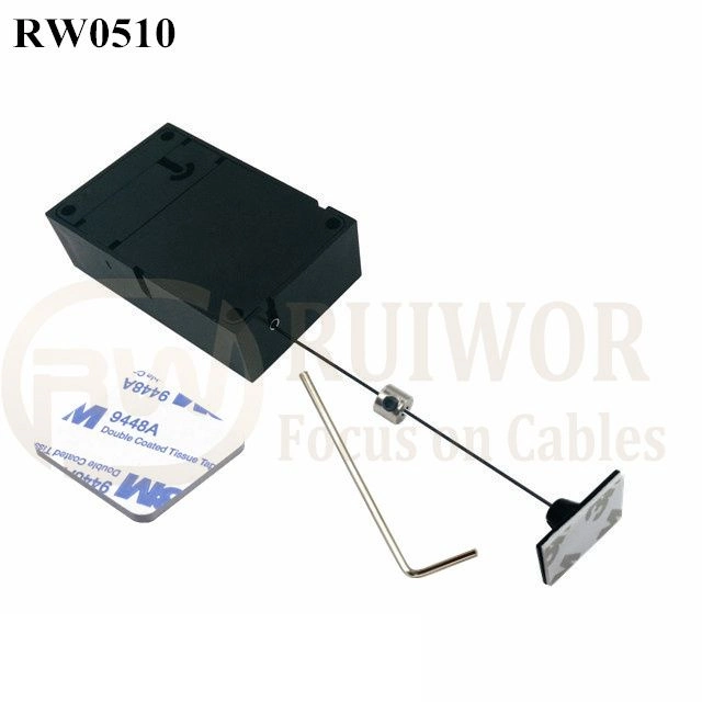 RW0510 Cuboid Anti Theft Pull Box with 25X15mm Rectangular Adhesive ABS Plate Used in Consumer Electronics Products Stores