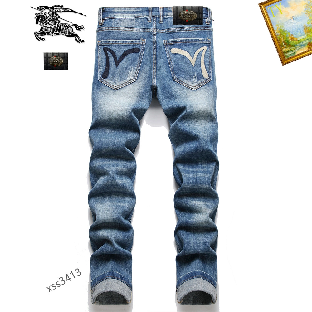 Высококачественные порвенные джинсы Slim Fit for Men Denim