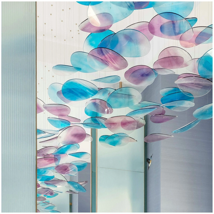 Glass Chandelier Light Luxury Hotel Lobby Art Pendant Lamp Ceiling