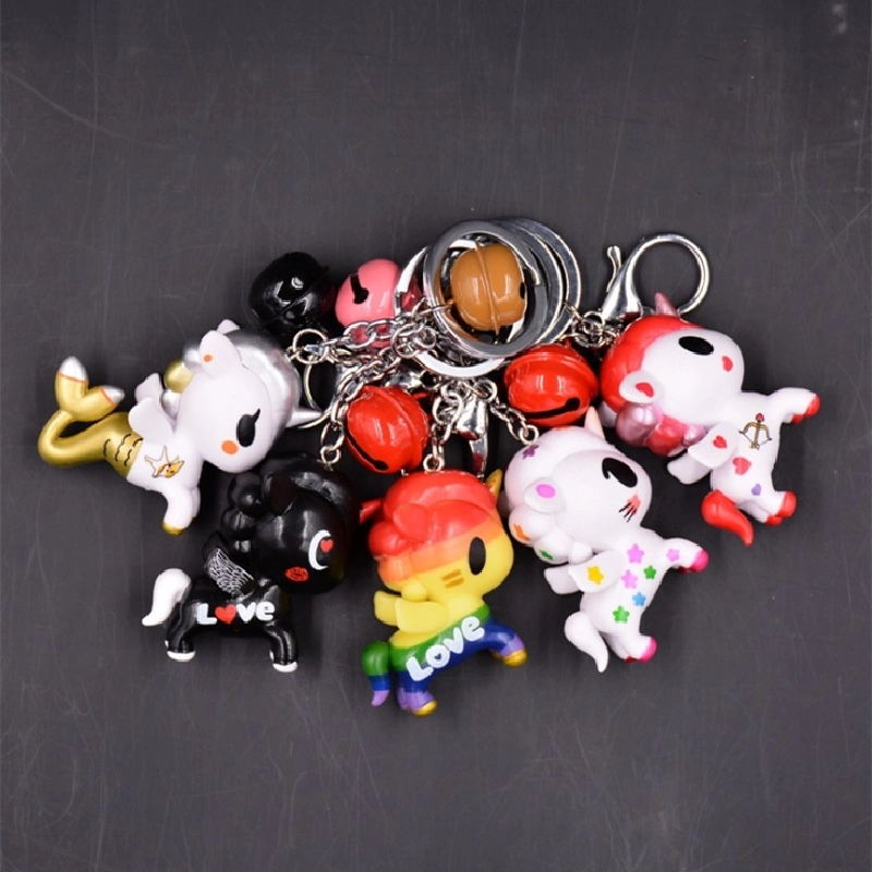 Produtos OEM personalizados Animal Plástico Unicorn Horse chaveiro