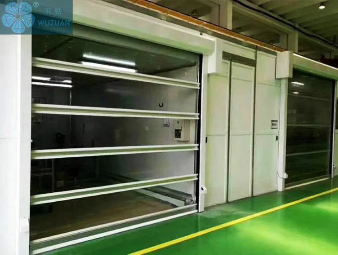 High Speed Automatic Industrial Electric PVC Transparent Rolling Door High Speed Rollup Full Clear PVC Rapid Security Door for Clear Room / Workshop / Warehouse