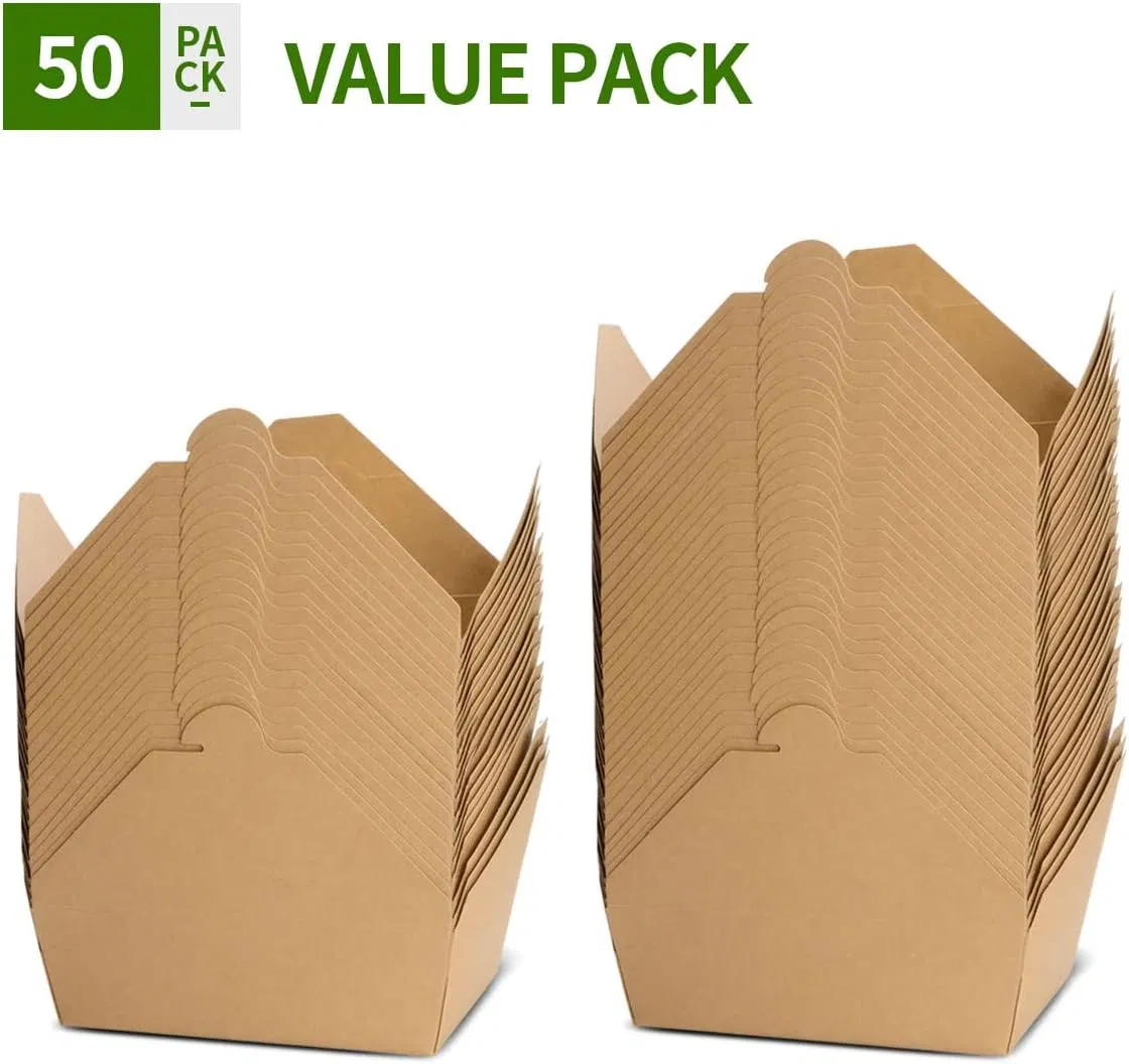 Disposable Kraft Paper Food Container Takeout Box Microwavable