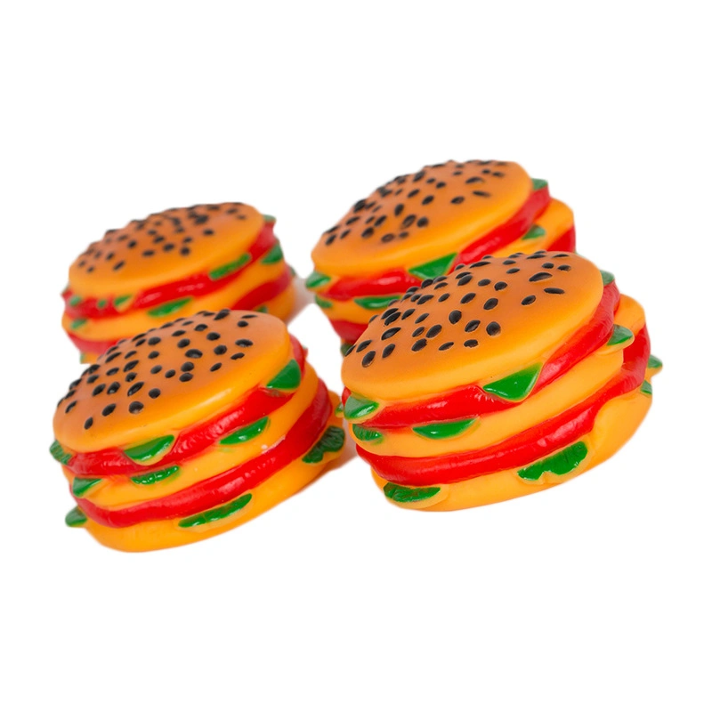 Tc5007 New Durable Soft Vinyl Squeaky Sesame Burger Pet Toy for Dog and Cat