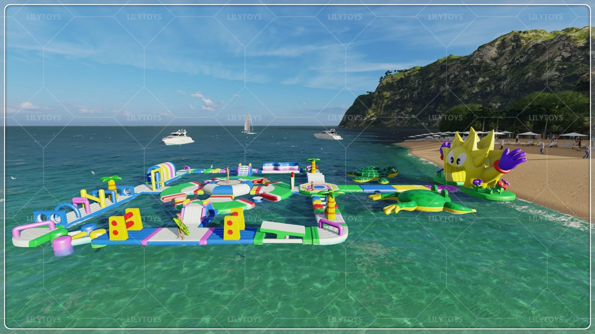 0.9mm PVC Inflatable Fun Aqua Park Obstacle Course Equipment Inflatable Floating Water Park