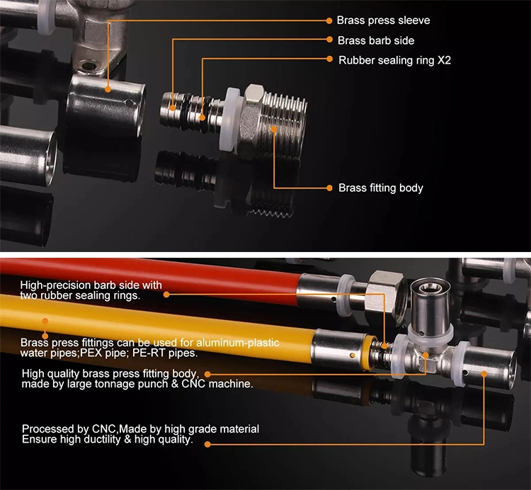 Raccord coudé mâle en laiton Pluming Appuyez sur les raccords de tuyau de gaz de l'eau multicouche