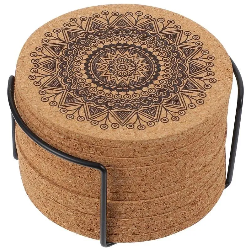 Round Shape Wooden Coasters Nordic Mandala Kitchen Accessories New