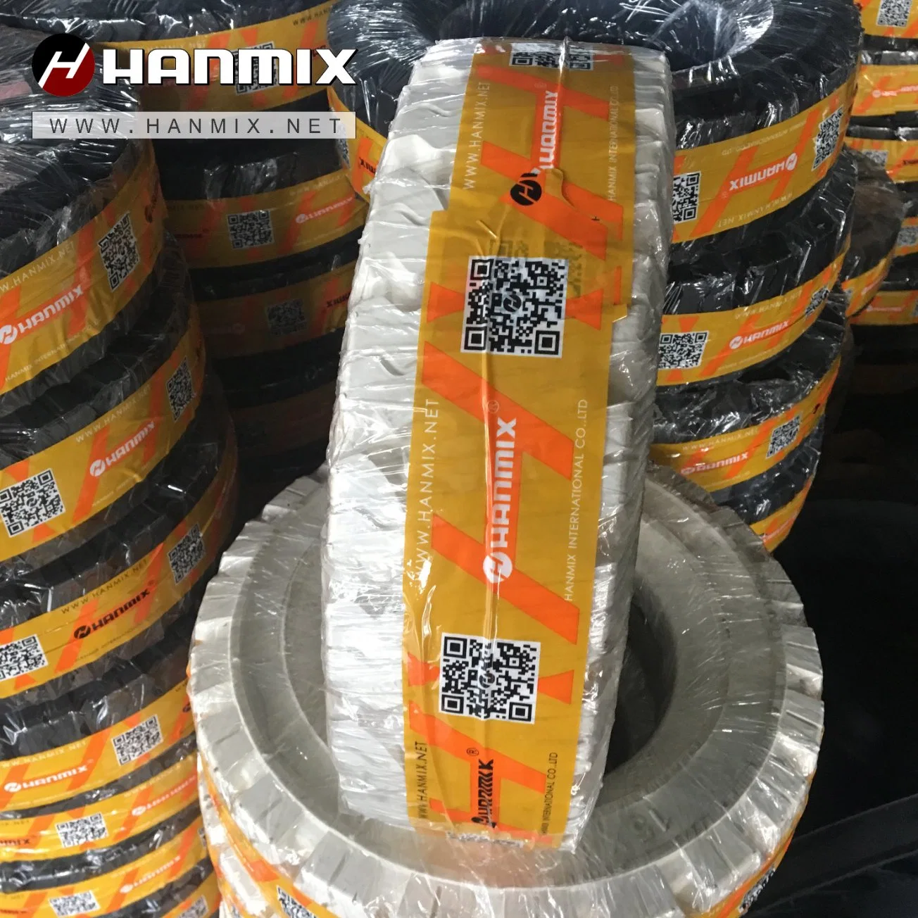 Hanmix Pneumatic Industrial Press-on Non-Marking Solid Forklift Tyres 16X6-8 18X7-8 200X50-10 21X8-9 23X9-10