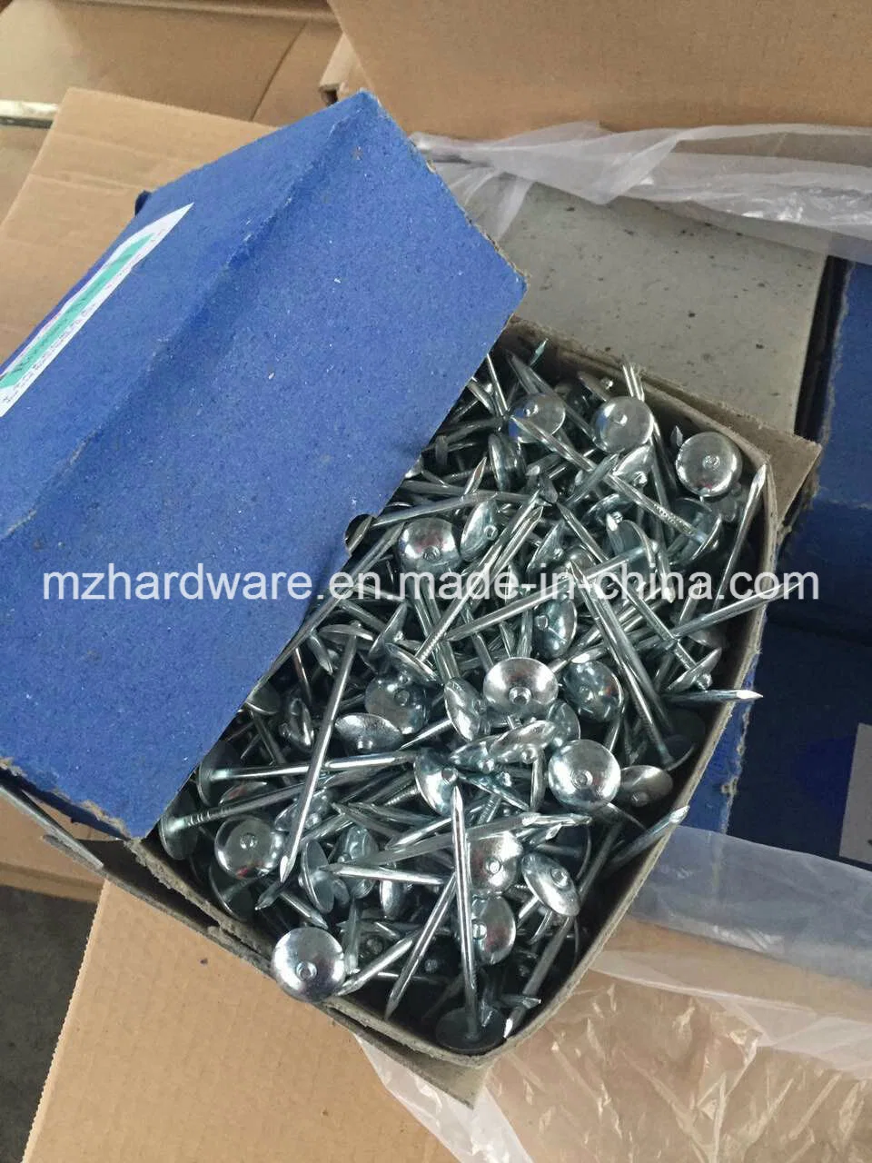 Umbrella Head Twisted Shank or Smooth Shank 9g*2.5&prime; &prime; Roofing Nails with Rubber Washer for South Africa