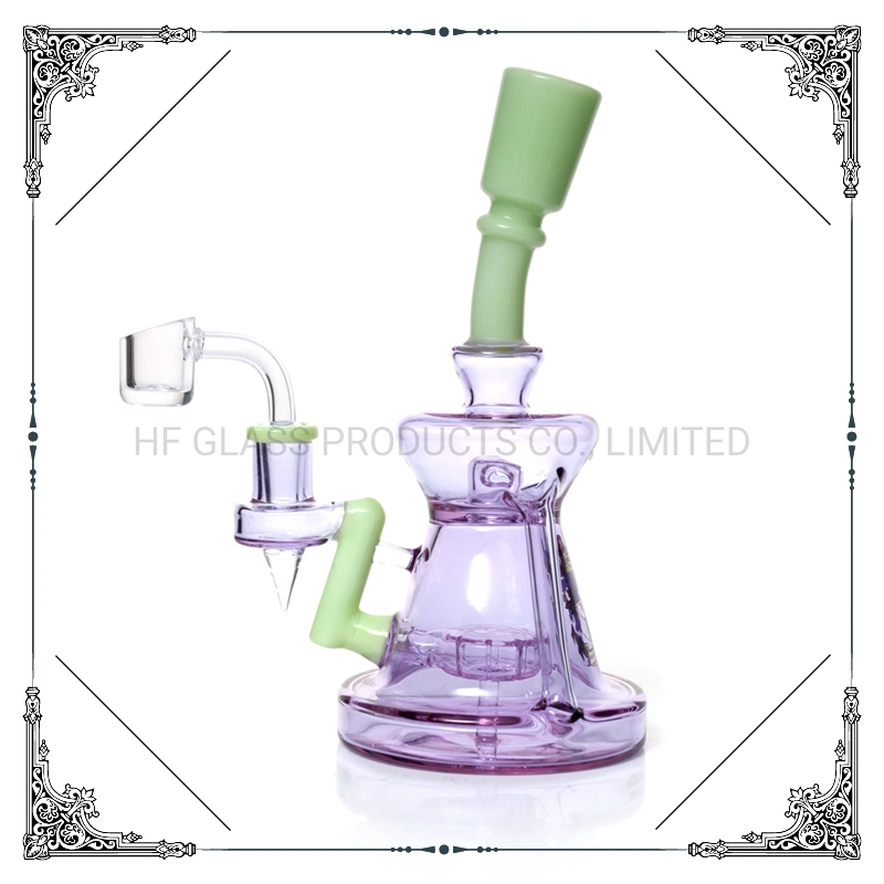 Phoenix Wholesale/Supplier 9 Inches DAB Rigs Shisha Hookah Recycler Bubbler Glass Pipe Smoking Water Pipe Oil DAB Rig with Quartz Banger Lighter