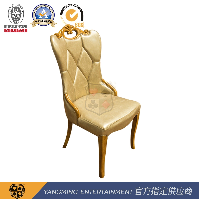 Imitation Leather Hotel Club Dining Chair Oak Handle Poker Casino Table and Chair Ym-Dk06