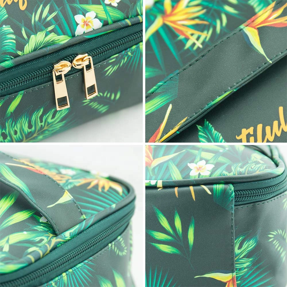 Green Plant Toiletry Bag Artist Storage Bag for Women Girls