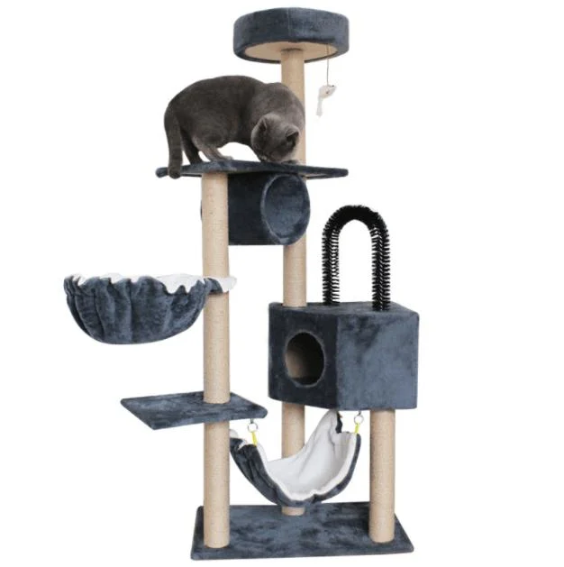 Vente en gros Château de haute qualité moderne escalade scratch PET Bois Appartement mobilier Tour Cat arbre à vendre