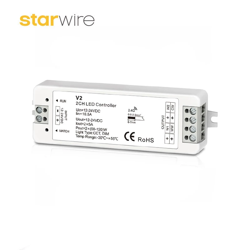 DC12V-24V 2.4G LED CCT 2channel Controller for CCT LED Strip