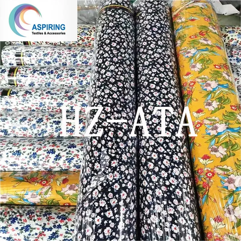 110GSM 57/58" Broder Digital Printed Floral Viscose 100% Rayon Fabric for Dresses