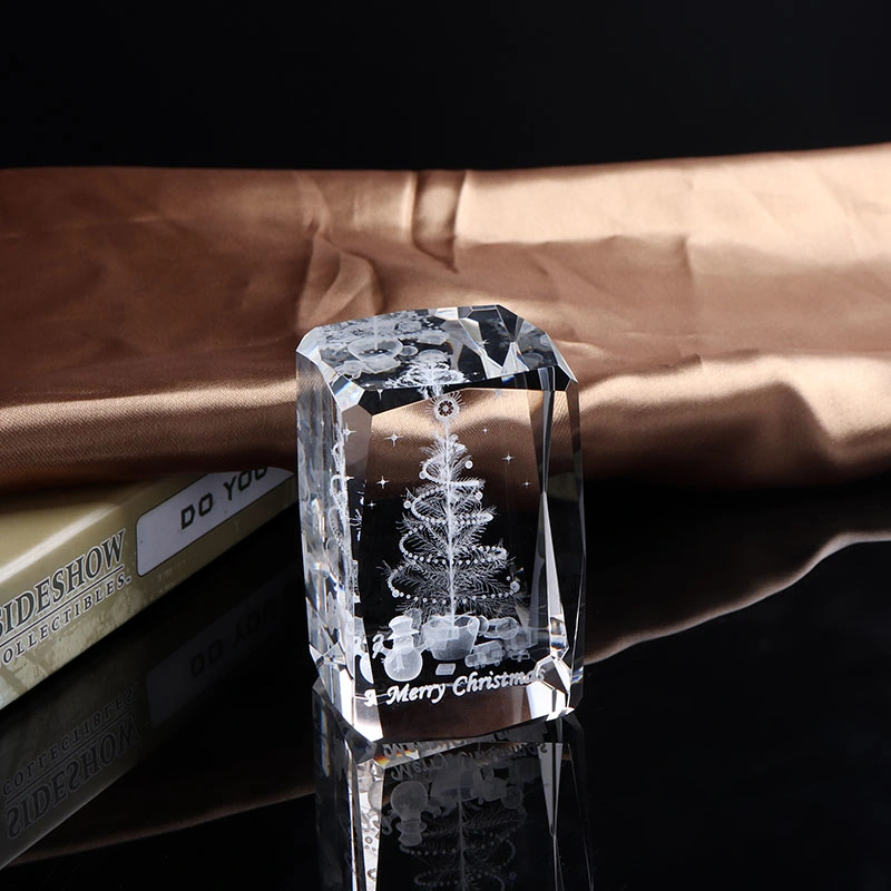 Fashion Carved Crystal Cube for Home Decoration