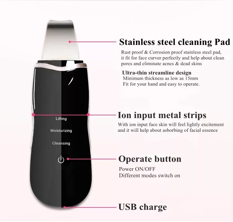 Beauty Spatula Cleaning Electric Face Brush Facial Ultrasonic Skin Scrubber