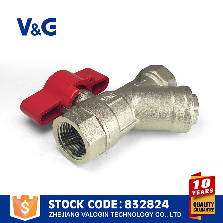 Valogin Butterfly Brass Ball Valve with Filter Fxf