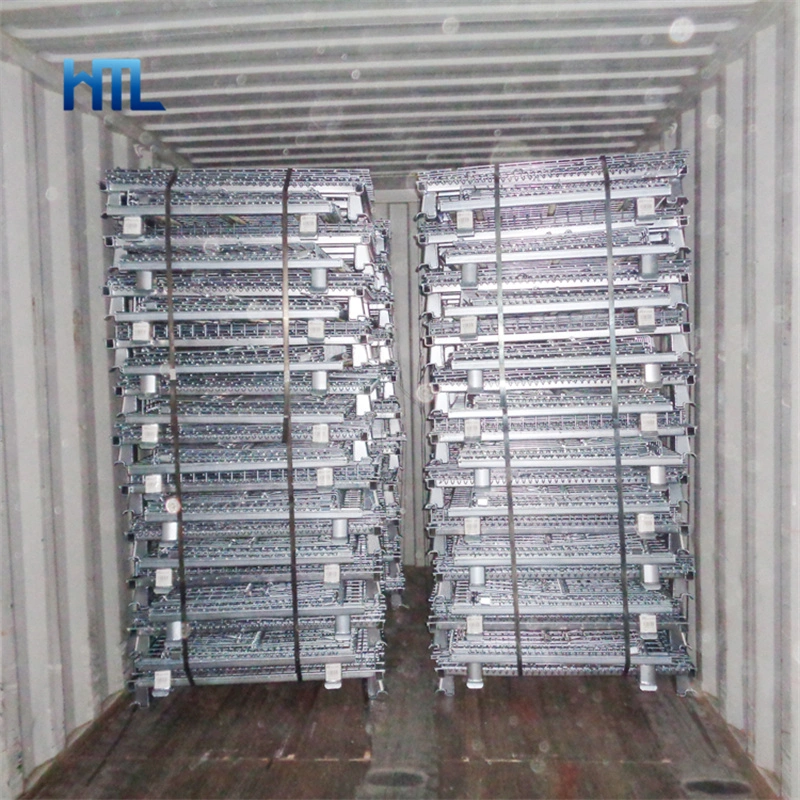 Welded Galvanized Collapsible Stackable Storage Heavy Duty Portable Shipping Steel Wire Mesh Cage Containers