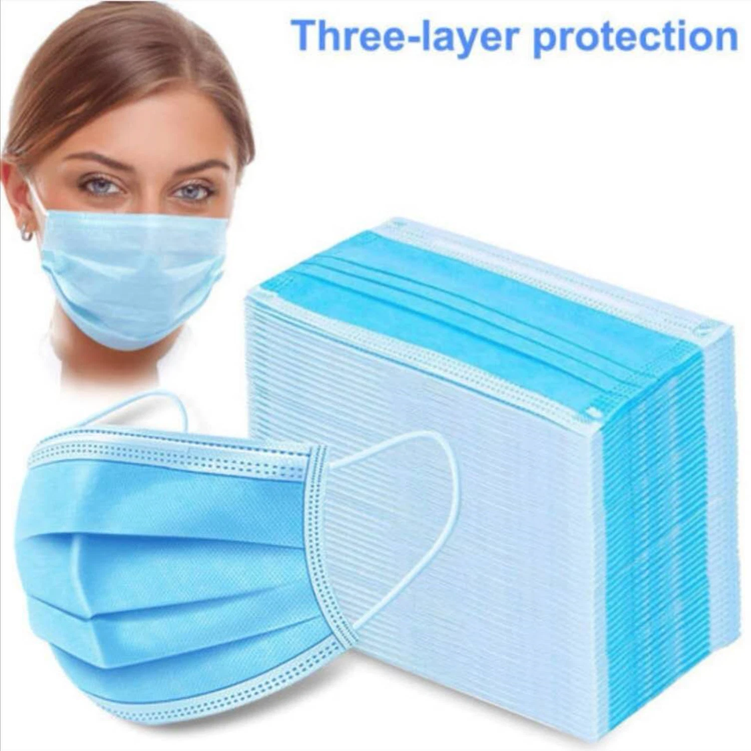 3-Ply non tissées à la poussière face à masque jetable