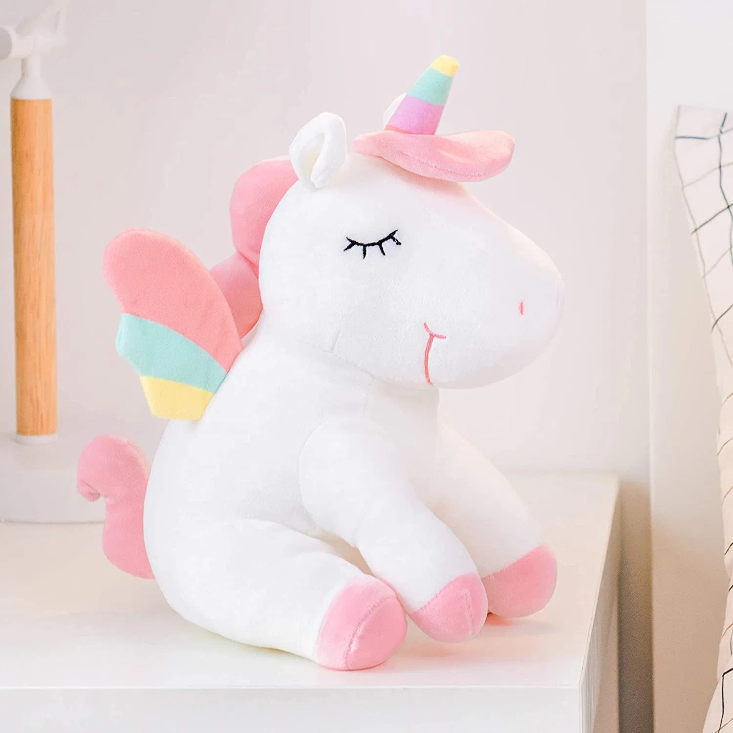 Rainbow Wings Unicorn Stuffed Pink White Animal Plush Gift Toys 12inches