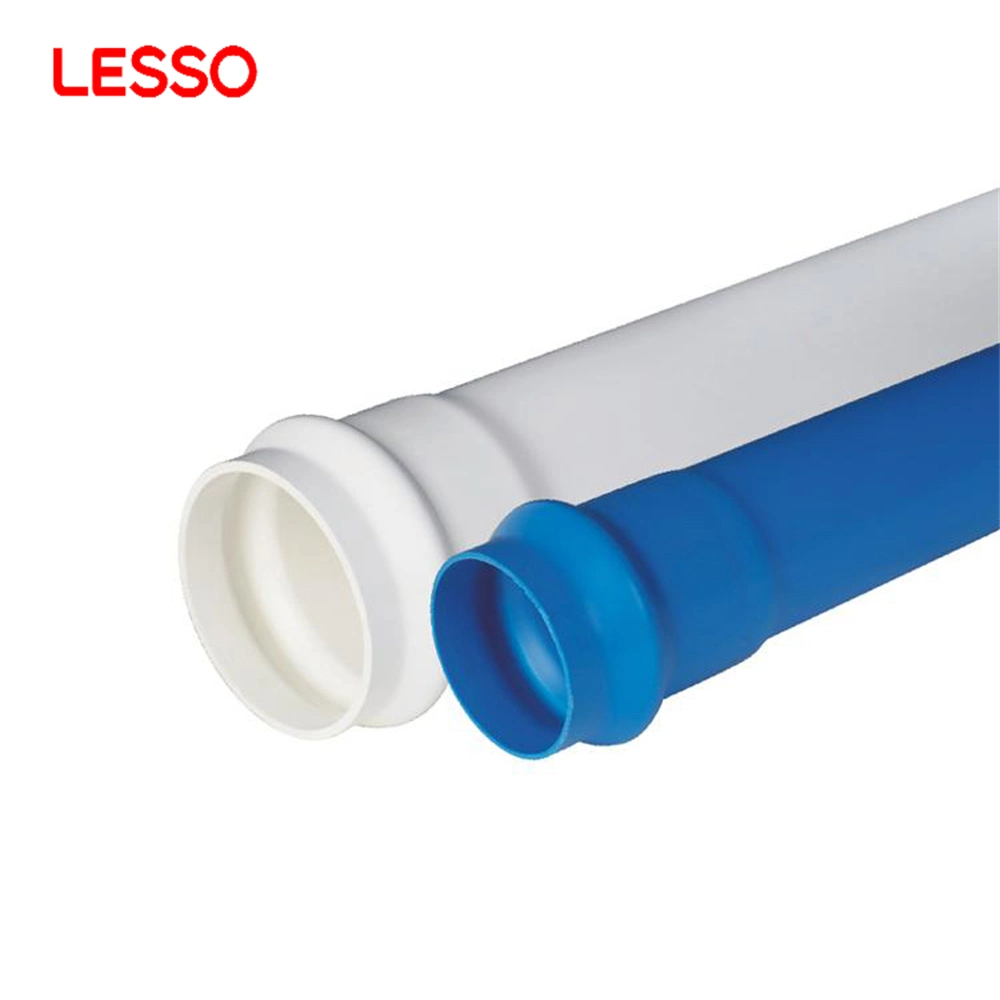 Tratamiento de Poli-aguas residuales no plastificadas Lesso duradero de 200 400 500mm de diámetro PVC-U Azul tubo blanco