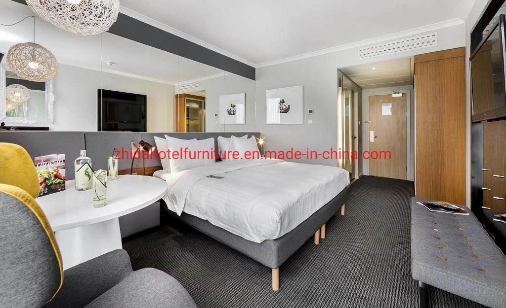 Hotel de la fábrica de muebles personalizados Muebles de dormitorio moderno Mayorista/Proveedor de cuero Juego de cama King Size con silla de Ocio