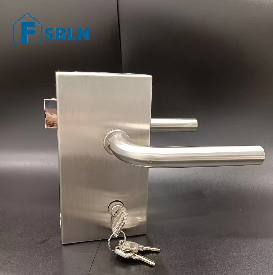 Serrure de porte en verre de bureau en acier inoxydable avec serrure à clé en alliage de zinc pour serrure de porte à levier.