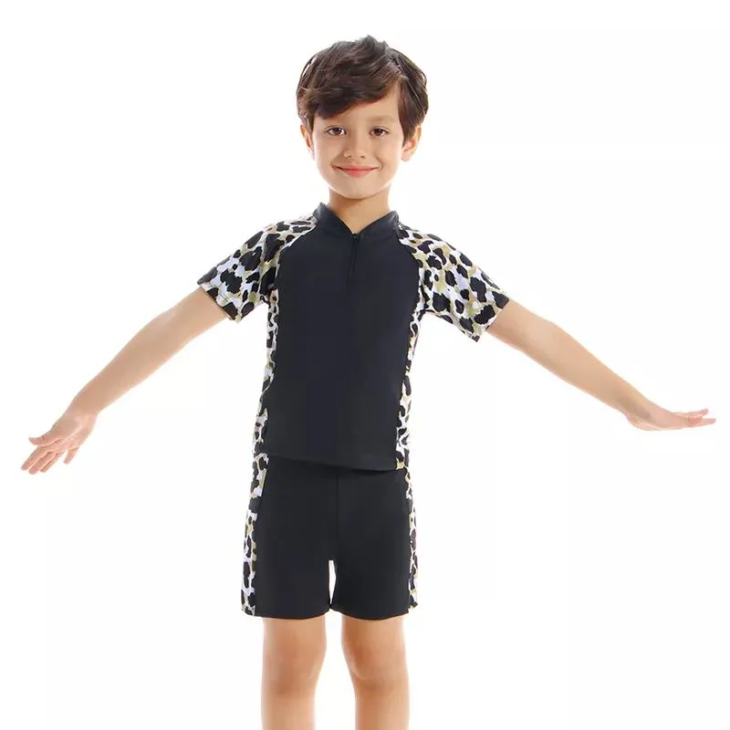 Surf Sports Beach Kids One Piece Swimwear Short Sleeve Swimwear