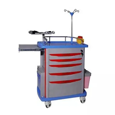 Hospital Procedure Portable Drugs ABS Plastic ICU CPR Medical Crash Cart Medical Emergency Trolley