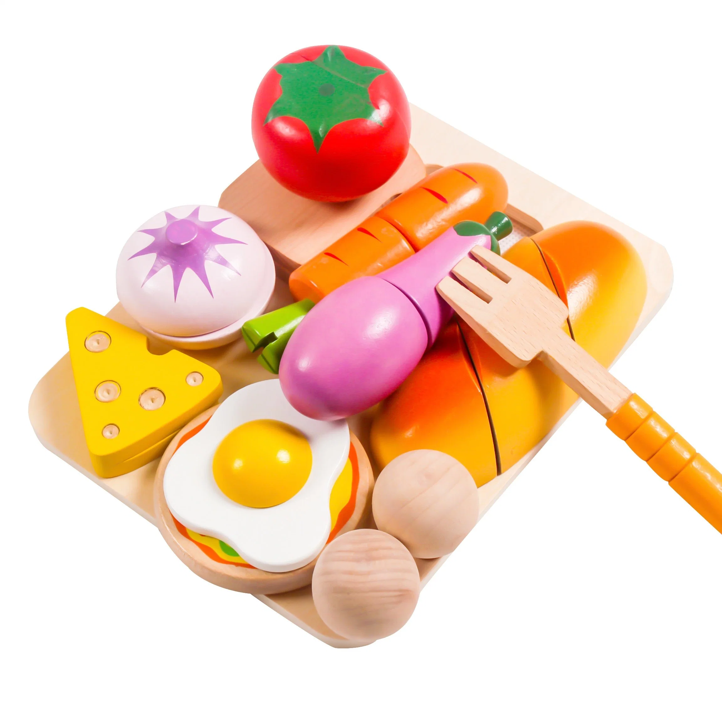 Customized Wooden Pretend Supermarket Fruits Vegetable Food Toys Set for Kids