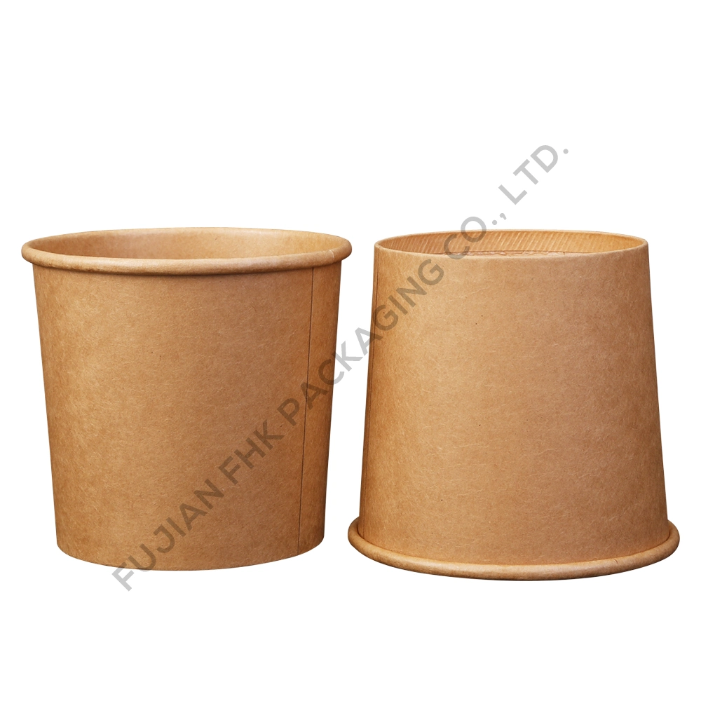 Vente en gros gobelet jetable Kraft Microwable boîte à lunch ronde soupe de riz Bol en papier rond en papier gobelet à glace