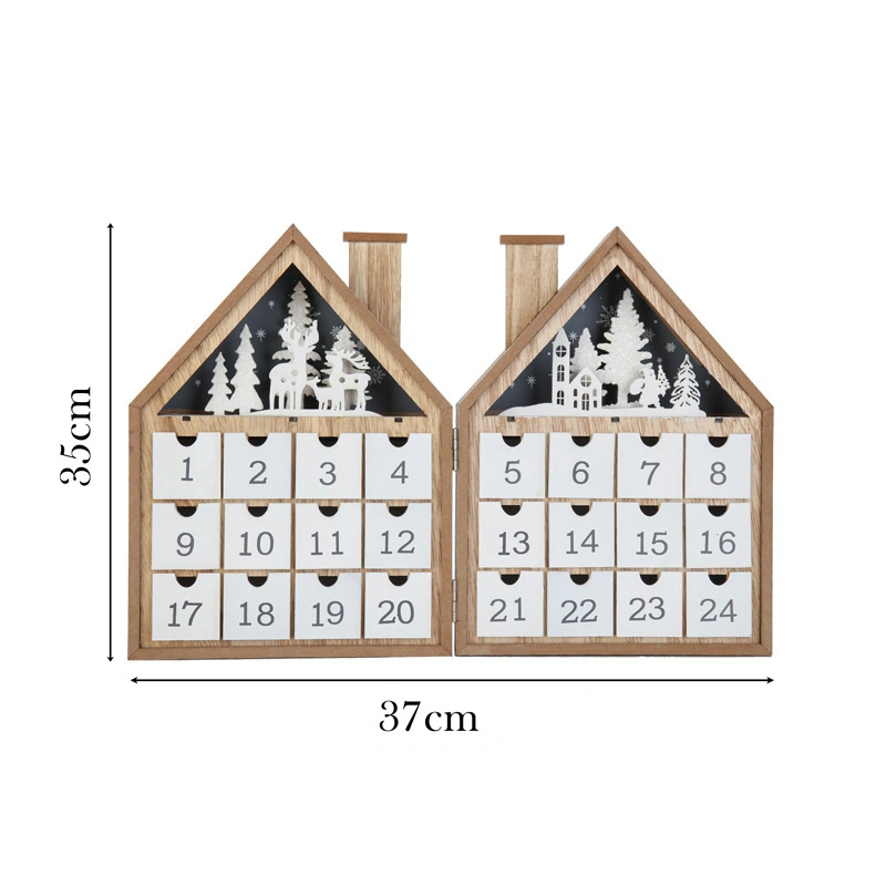 2023 Рождественская елка Красный дом Деревянные ремесло обратный отсчет Календарь пришествия