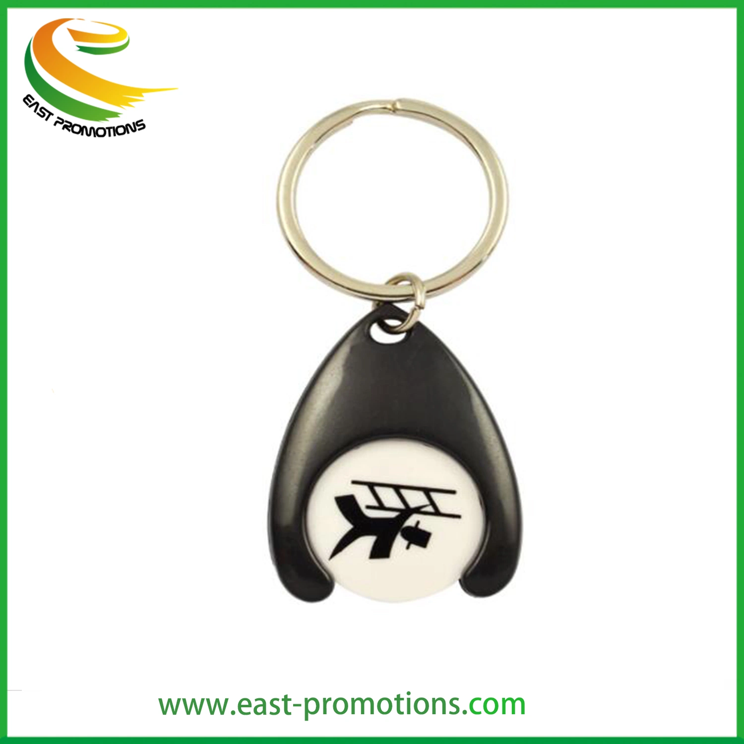 Custom Plastic Token Trolley Coin Keyring Coin Holder Keychain for Promotional Gifts