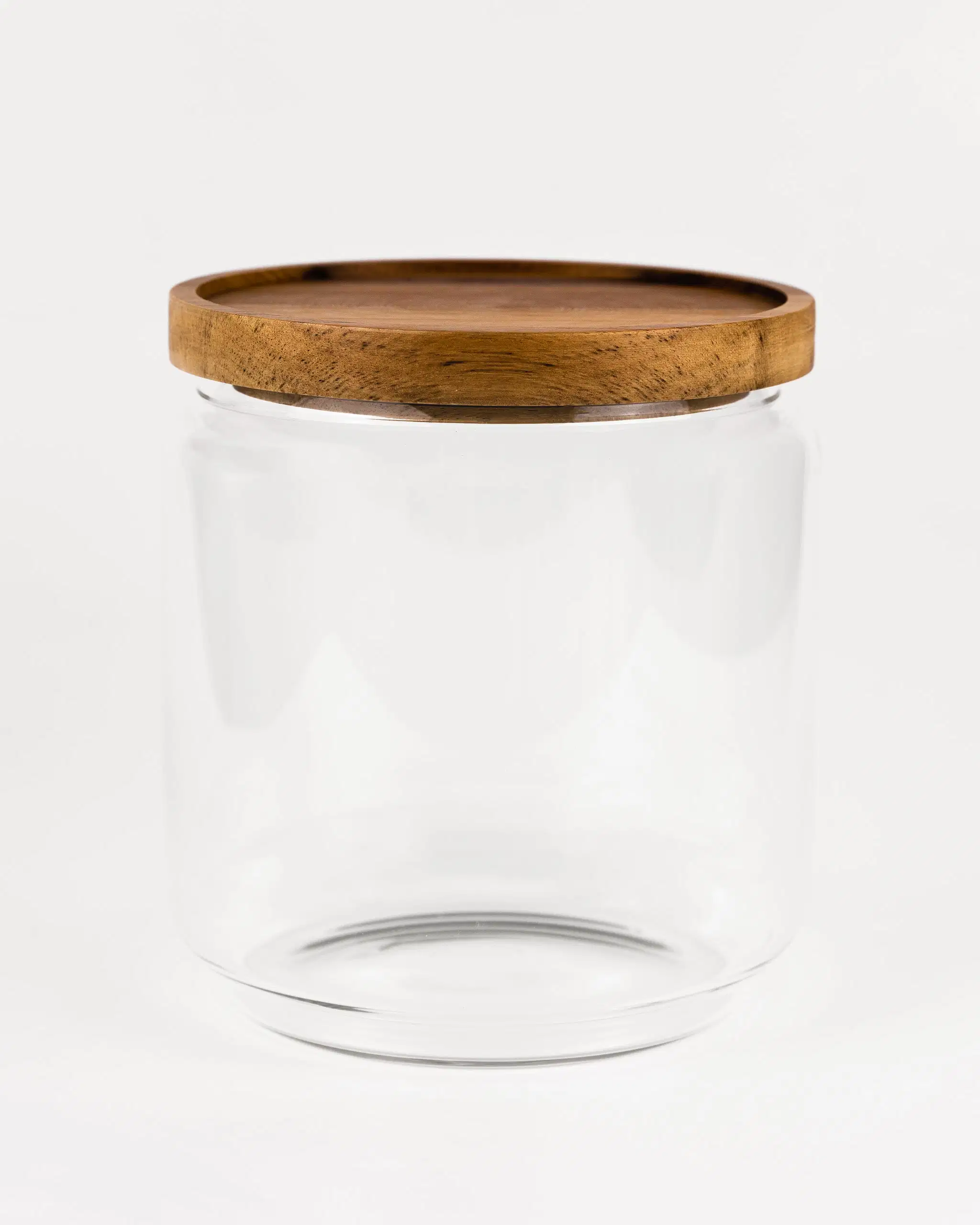 Wide Mouth Round High Borosilicate Glass Jar Airtight Kitchen Food Spice Glass Storage Jar and Containers with Wooden Acacia Lid