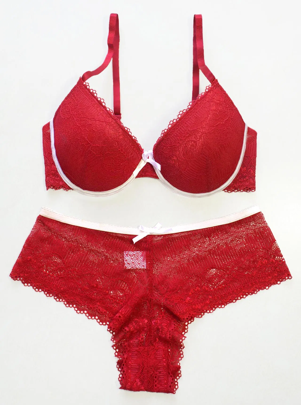 Underwear Set for Lace Bra with Brief in Contrasting Colors