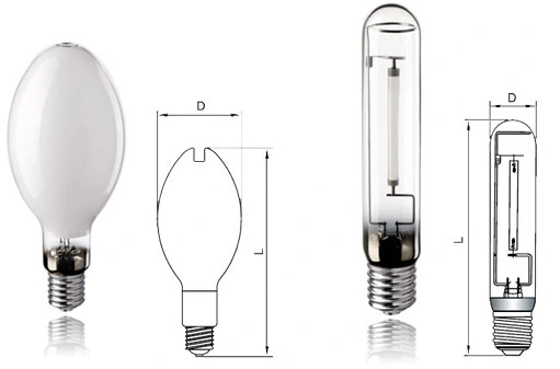 Tubular and Oval Sodium Lamp/Bulb/Light 50W to 1000W