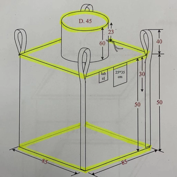 As protecções de forma FIBC Big Bag tecido PP Jumbo sacos a granel 1000kg com camisa salientes