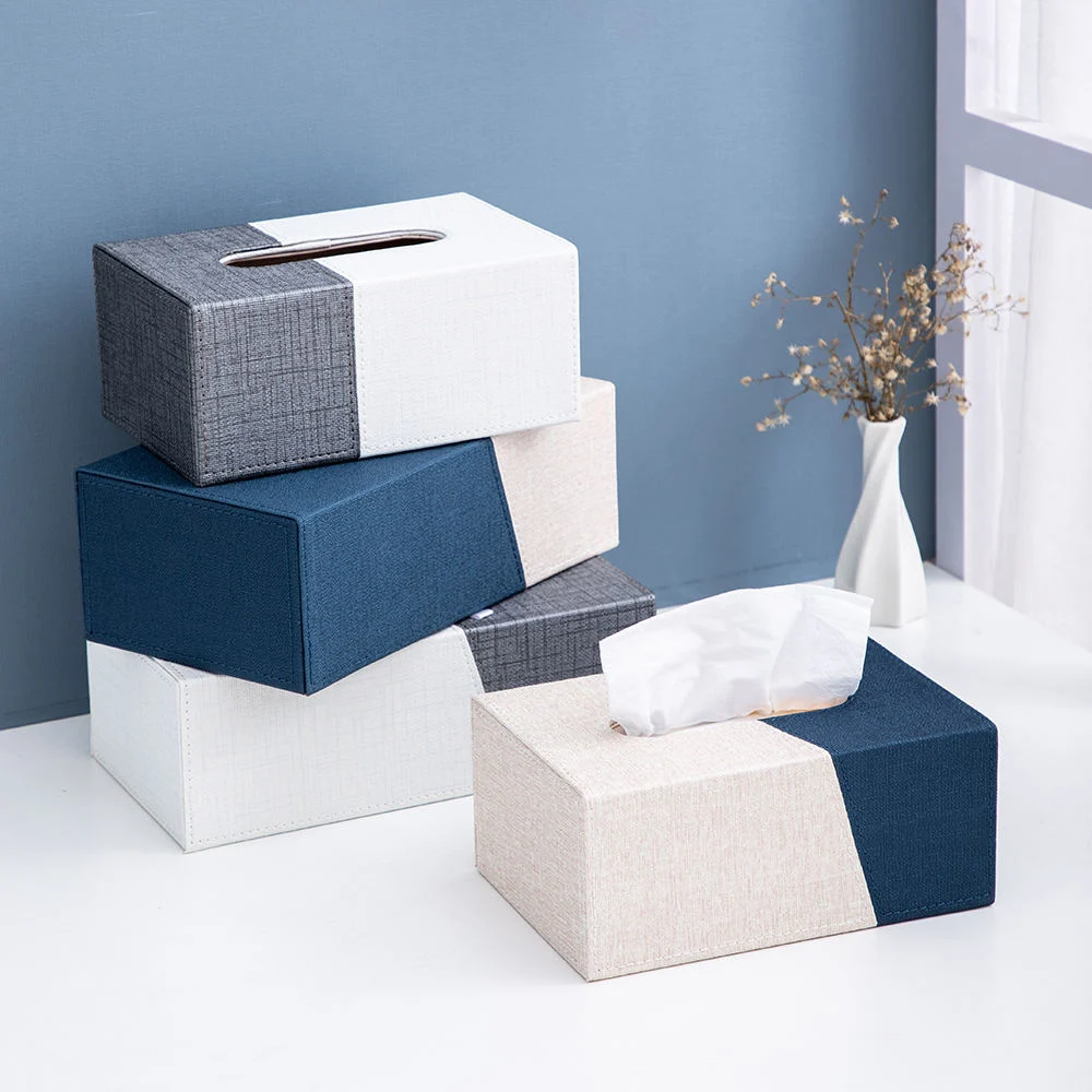 Nordic Luxury Tissue Case Box контейнер PU Leather складной Home Украшения для кухни