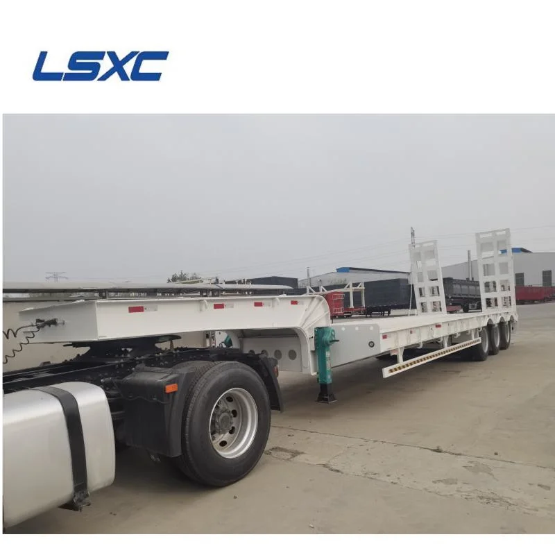 Low Price 40-120 Tons Lowbed Cargo Trailer Utility Truck Low Bed Semi Trailer