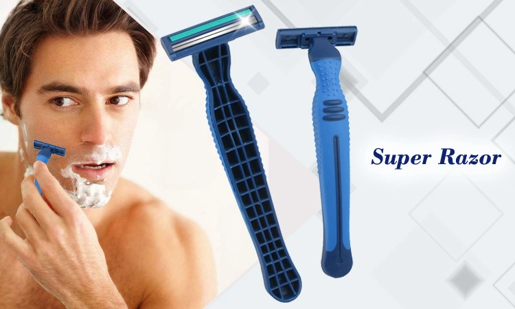 (OEM) Rubber Handle Shaving Razor for Face Legs and Underarm Twin Blade Razor