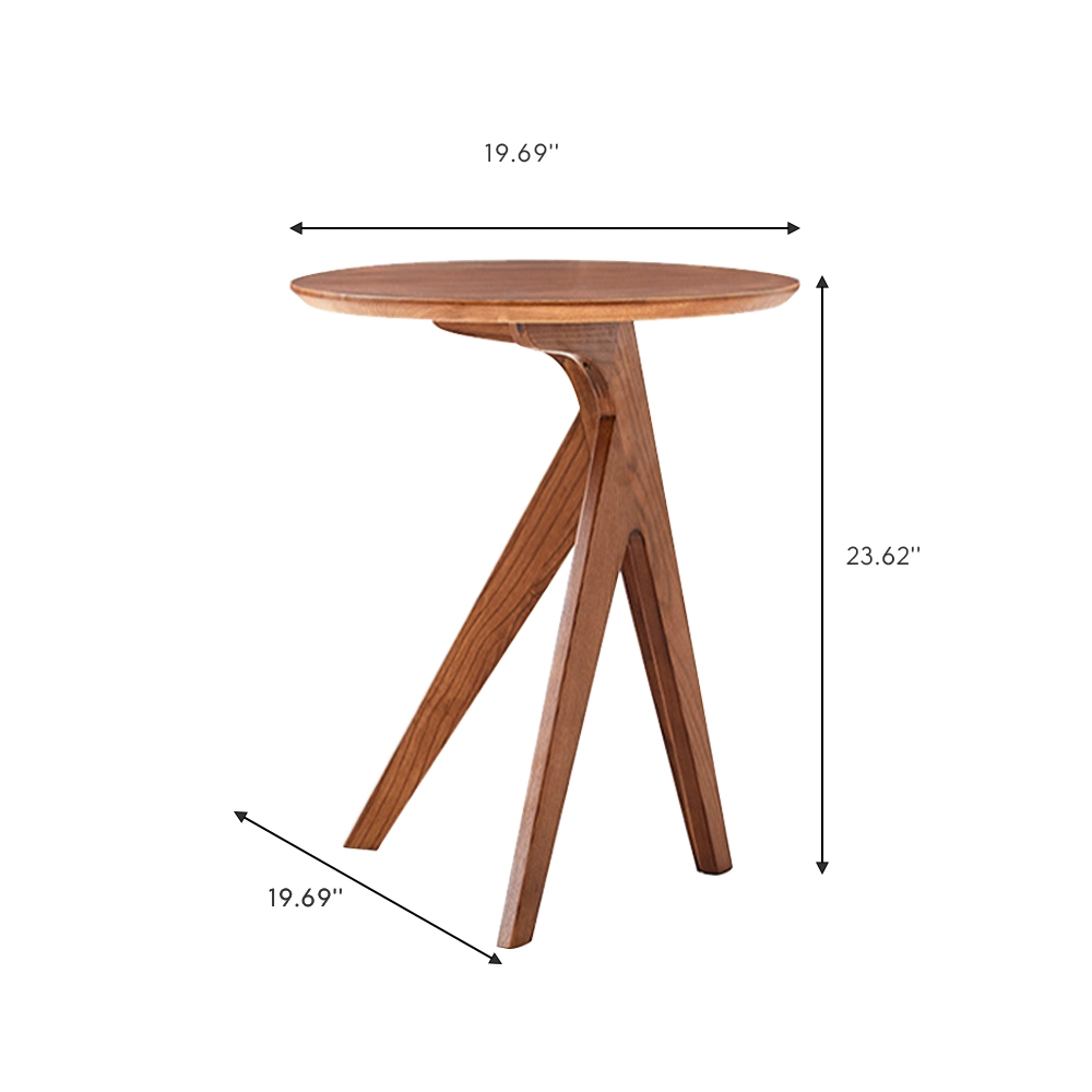 Nordic Style Ash Wood Round Side Table 19.69''