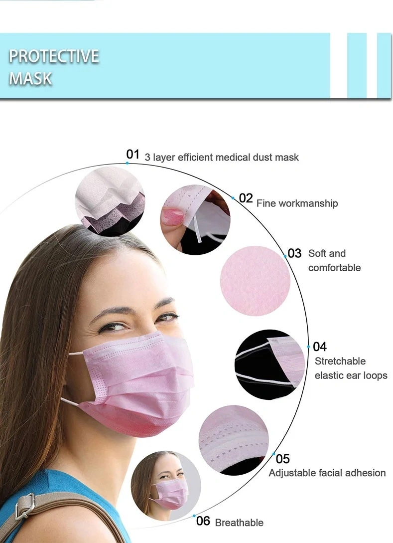 Wholesale/Supplier Antibacterial Non-Woven 3ply Non Medical Disposable Face Mask