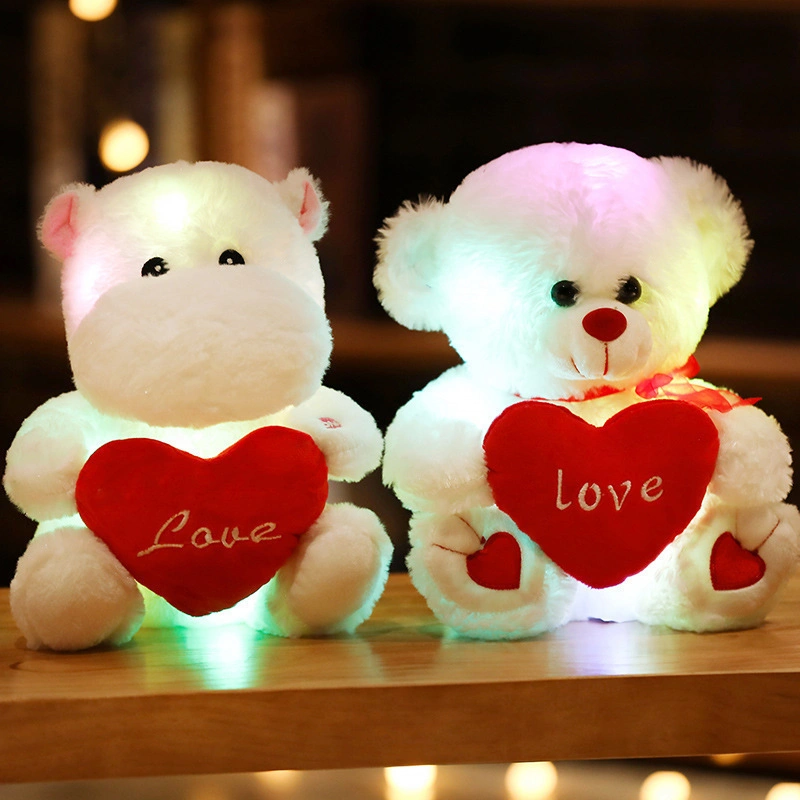 Cartoon Cute Luminous Toy Stuffed Soft Plush Glowing Colorful Teddy Bear Doll LED Light Toys Kawaii for Kids Children Girl Gift