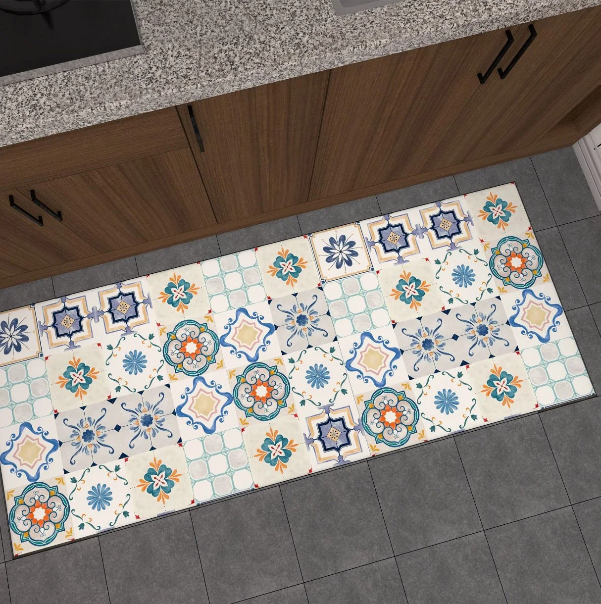 الحمام الأرضية اللاصقة مانعة الانزلاق مقاومة للماء ذاتية اللصق وديكور الجدار مقاوم للرطوبة Tile Paper (ورق التجانب