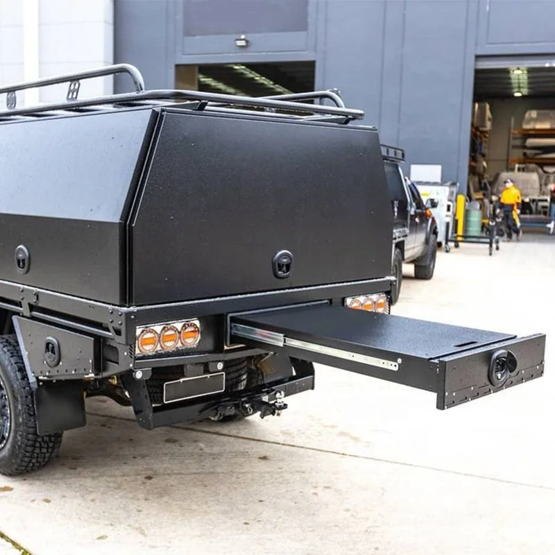 Waterproof Trailer Aluminum Truck Canopy, Toolbox Side Opening Ute Truck Storage Canopy Metal Steel Case