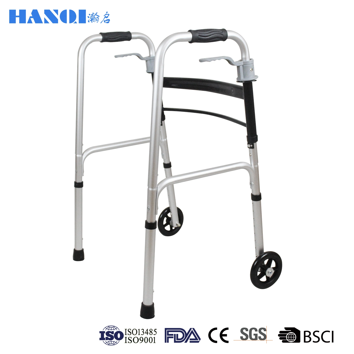 Hanqi High quality/High cost performance  Walker Foldable Rollator Walker Frame with Wheel