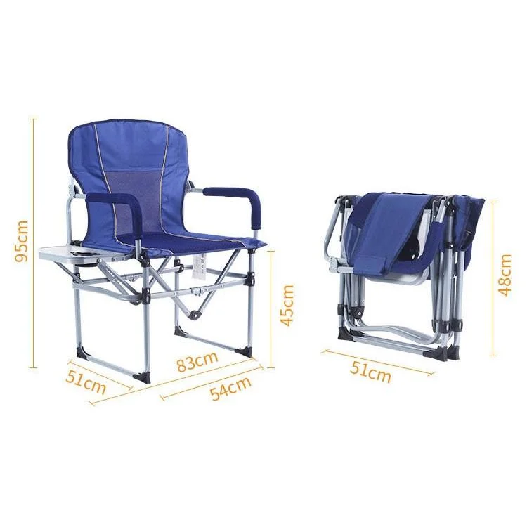 2022 New Design Wholesale/Supplier 600d Oxford Outdoor Relax Steel Portable Lawn Director Folding Camping Chair with Side Table