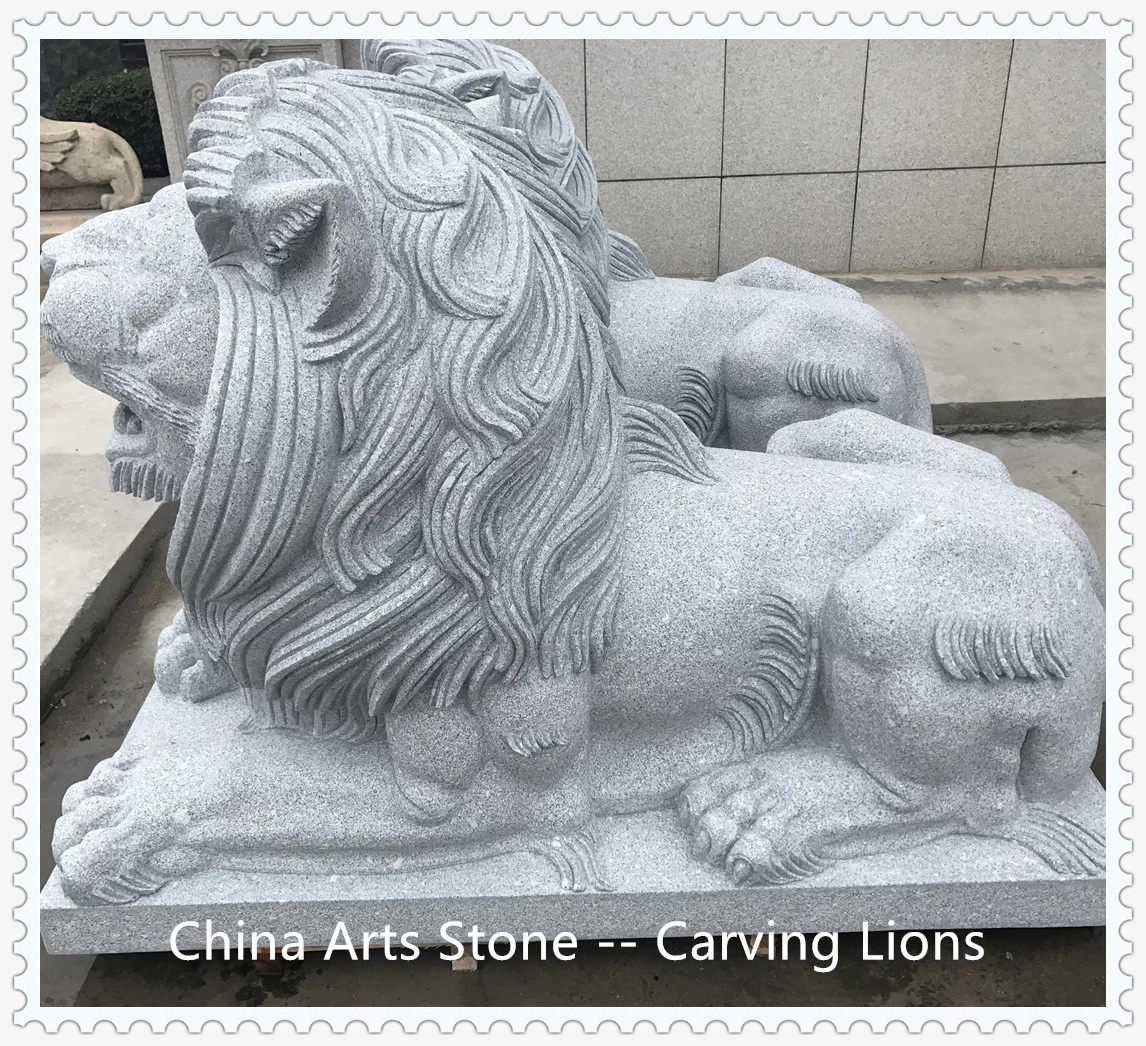 Nature Granite Door Guarding Lions