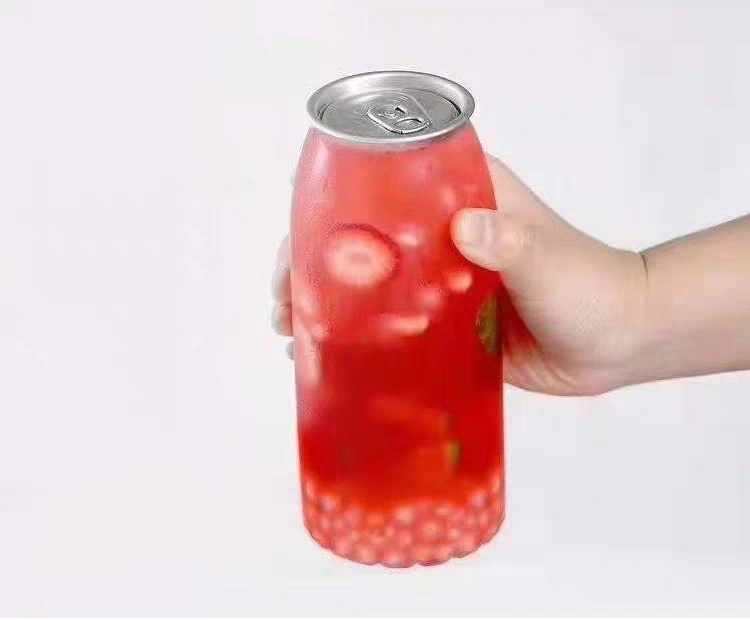 Transparent Pet Plastic Easy Open Tin Can for Soft Drink, Juice, Soda